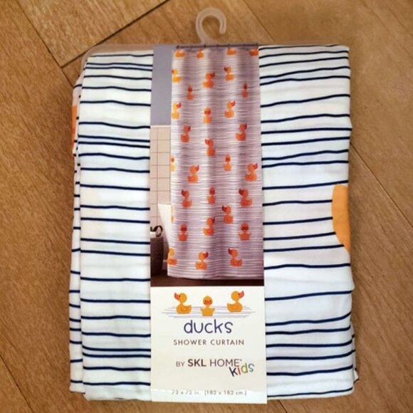 Rubber Duckies Ducky Duck Shower Curtain Fun Kids Bathroom SKL HOME NWT NEW Blue - Picture 2 of 5
